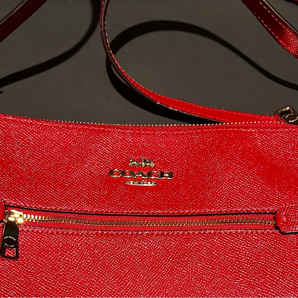 Coach Red Leather File Crossbody Shoulder Bag